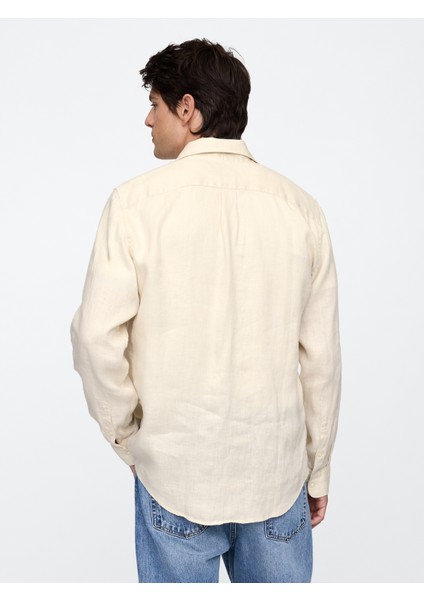 Erkek Bej %100 Keten Gömlek fırsatları