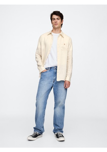 Erkek Bej %100 Keten Gömlek indirimleri