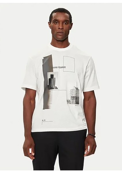 Bisiklet Yaka Baskılı Ekru Erkek T-Shirt 6dzthz Zjbyz 61AK