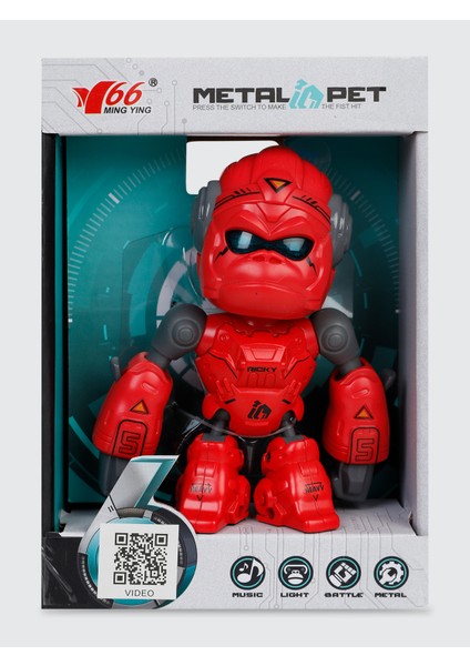 Işıklı ve Sesli Robot Goril Kırmızı