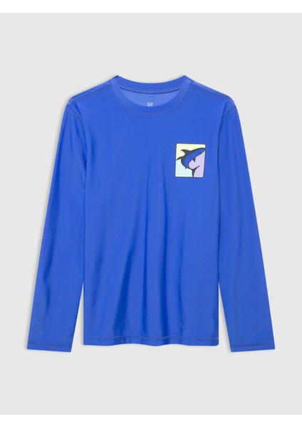 Erkek Çocuk Mavi Grafik Baskılı Mayo T-Shirt