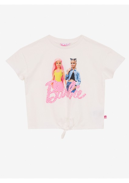 Baskılı Ekru Kız Çocuk T-Shirt BRB5SG-TST6430