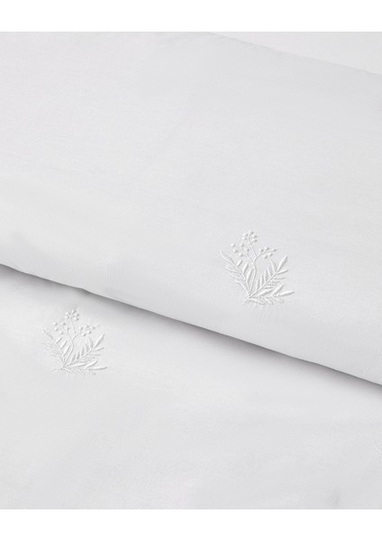 Royal Leafage Nakışlı Pamuk Çift Kişilik Nevresim Takımı 200X220 cm Beyaz modelleri