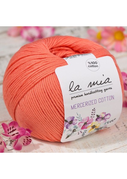 Mercerized Cotton Turuncu El Örgü İpi- 13 - 33598