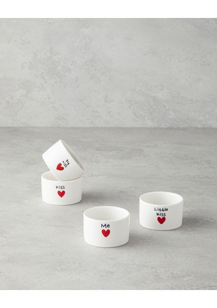 Lovely Stoneware 4'lü Çerezlik 6,5 cm Kırmızı