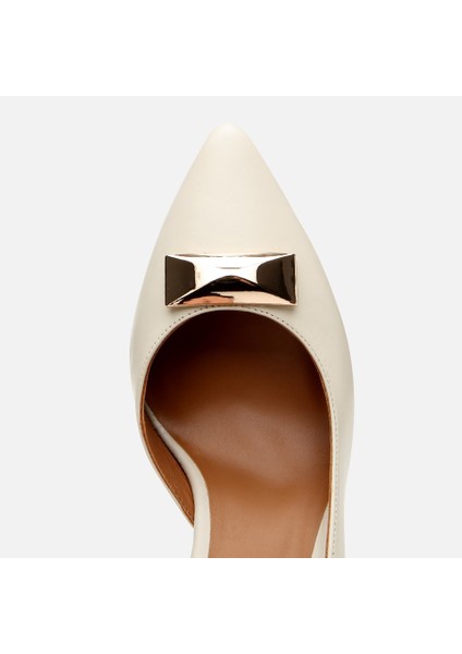 01AYH304210A400 KADIN Deri Ekru Orta Topuklu Stiletto