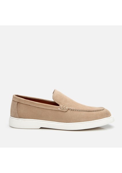 02AYH305500A300 ERKEK Süet Deri Bej Loafer