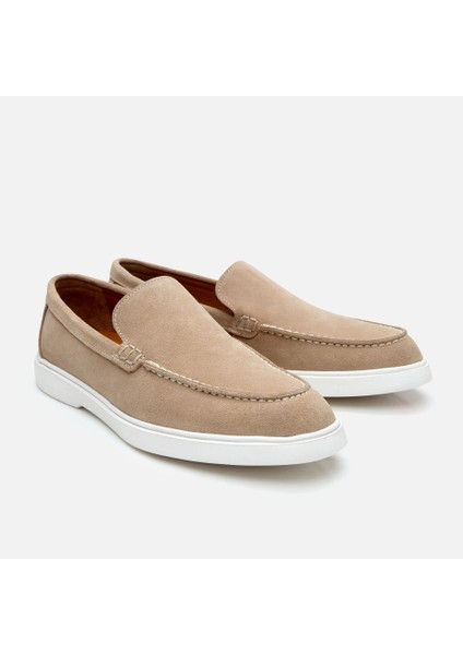 02AYH305500A300 ERKEK Süet Deri Bej Loafer