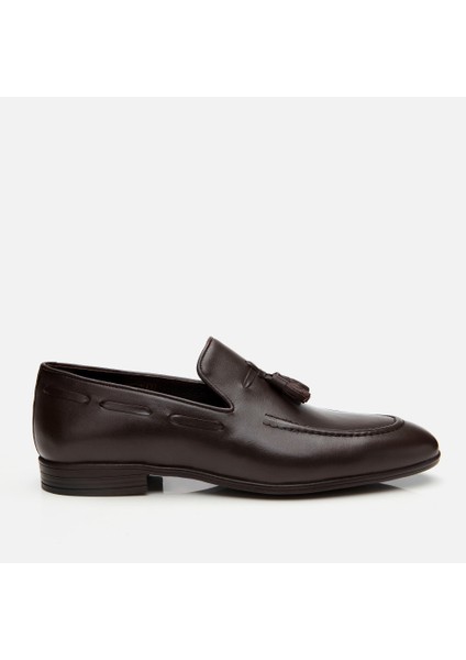 02AYH303410A480 ERKEK Deri Kahve Püskül Detaylı Loafer