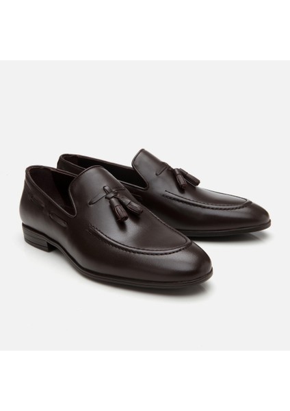 02AYH303410A480 ERKEK Deri Kahve Püskül Detaylı Loafer