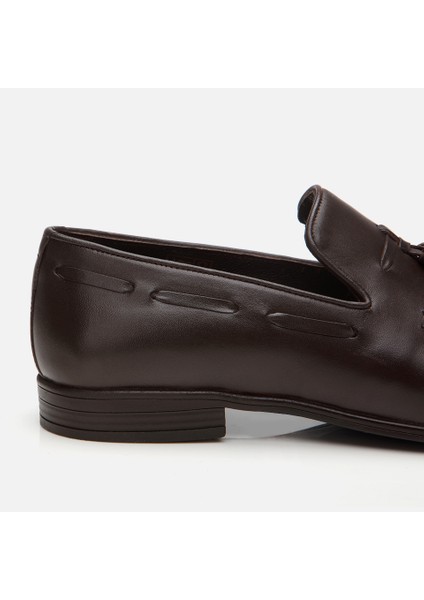 02AYH303410A480 ERKEK Deri Kahve Püskül Detaylı Loafer