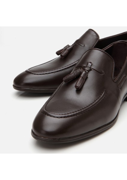 02AYH303410A480 ERKEK Deri Kahve Püskül Detaylı Loafer