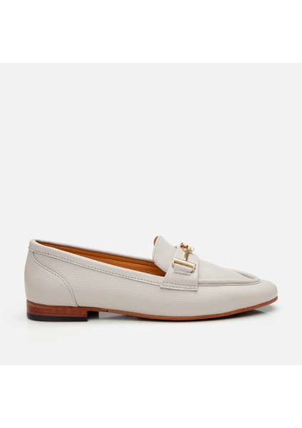 01AYH306210A400 KADIN Deri Ekru Tokalı Loafer