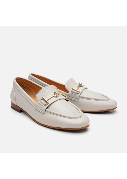 01AYH306210A400 KADIN Deri Ekru Tokalı Loafer