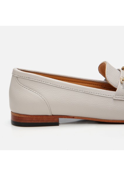 01AYH306210A400 KADIN Deri Ekru Tokalı Loafer