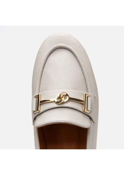01AYH306210A400 KADIN Deri Ekru Tokalı Loafer
