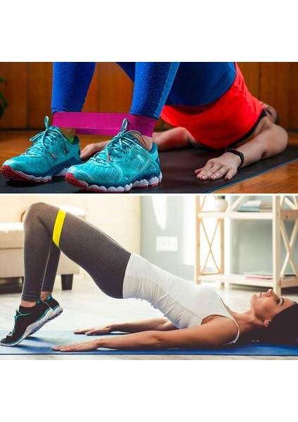 5li Egzersiz Direnç Bant Seti Pilates Crossfit Ekipmanları (4835)