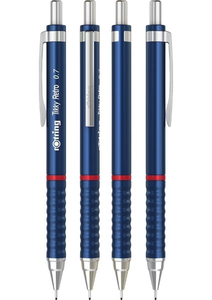 | Tikky Retro Versatil Kalem, 0.7 mm Uç, Metalik Mavi, Ergonomik Tutuş