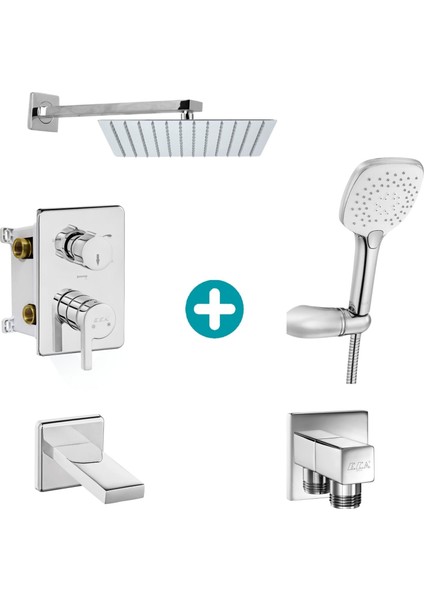 Eca Icon Ankastre Gömme Banyo Bataryası Duş Seti Tüm Parçalar Dahil 25X25