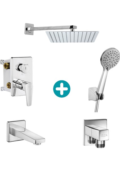 Eca Niobe Ankastre Gömme Banyo Bataryası Duş Seti Tüm Parçalar Dahil 30X30