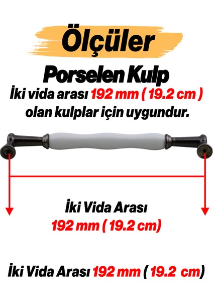 Anav Porselen Antik Nikel Kulp 192 mm Mobilya Çekmece Mutfak Dolabı Dolap Kapak Kulpu fiyatları