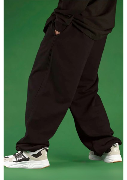 Ayarlanabilir Paçalı Bol Eşofman Altı Baggy Siyah Gri Füme modelleri