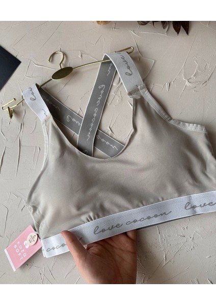 Koza -Love Cocoon- Yazılı Push-Up Arkası Çapraz Lastikli Esnek Spor Sütyeni modelleri