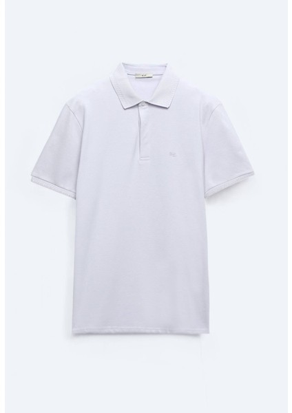 Lila Düz Polo Yaka %100 Pamuk T-Shirt