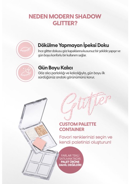 Kalıcı, Topaklanma Yapmayan, Simli Tekli Far Modern Shadow Glitter (302 Summer Fizz)