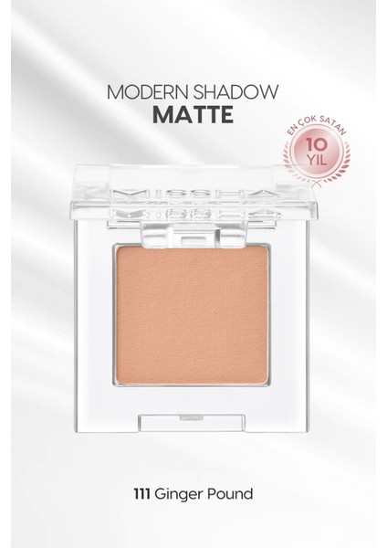 Yumuşak Dokulu, Dökülme Yapmayan Mat Tekli Göz Farı Modern Shadow Matte (111 Ginger Pound)