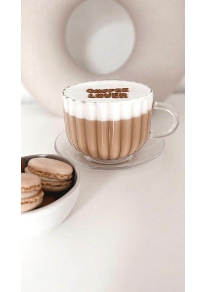 - 4 Adet 250 Ml Isıya Dayanıklı Kahve Bardak Seti Bitki Çayı Bardağı - Pinterest Model Bardak Seti - Borosilikat Bardak