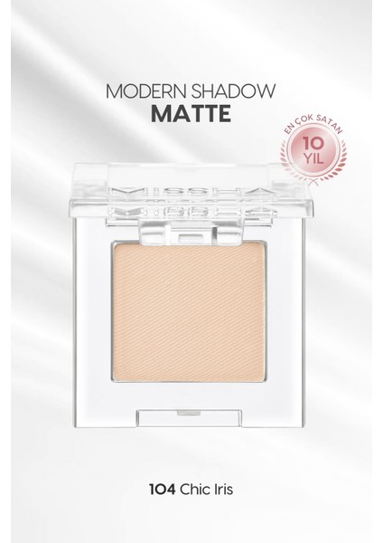 Yumuşak Dokulu, Dökülme Yapmayan Mat Tekli Göz Farı Modern Shadow Matte (104 Chic Iris)