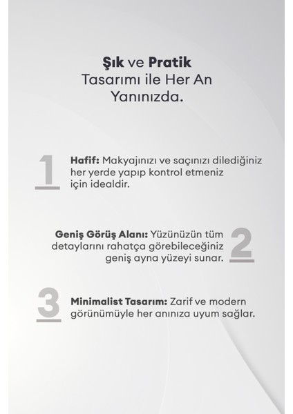 Şık Tasarımlı Beyaz El Aynası Mirror Square (White) fiyatları