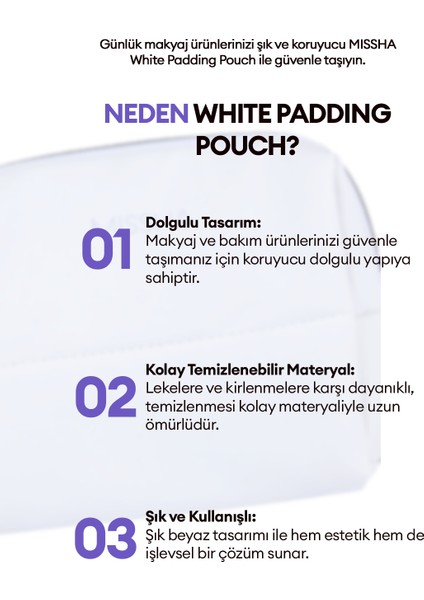 Orta Boy Dolgulu Beyaz Makyaj Çantası MISSHA White Padding Pouch fiyatları