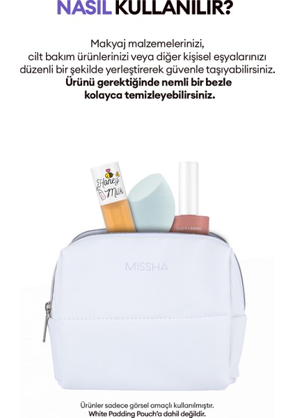 Orta Boy Dolgulu Beyaz Makyaj Çantası MISSHA White Padding Pouch modelleri