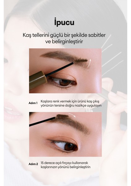 Özel Fırça Tasarımlı, Yoğun Pigmentli Kaş Maskarası PERIPERA Speedy Skinny Brow Mascara 05 Peony Ash