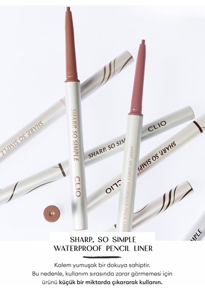 Suya Dayanıklı, İnce Uçlu Göz Kalemi CLIO Sharp So Simple Waterproof Pencil Liner (009 Rose)