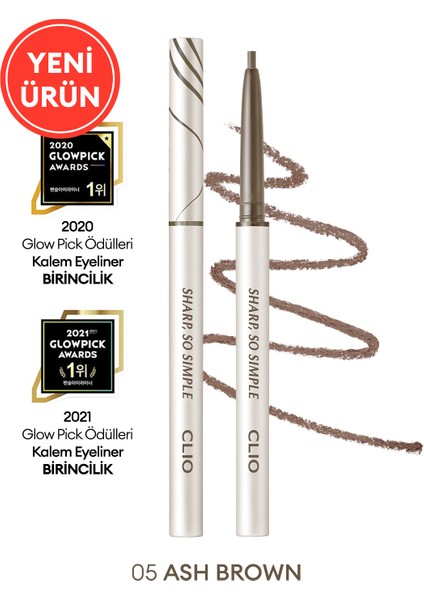 Suya Dayanıklı, İnce Uçlu Göz Kalemi CLIO Sharp So Simple Waterproof Pencil Liner (005 Ash Brown)
