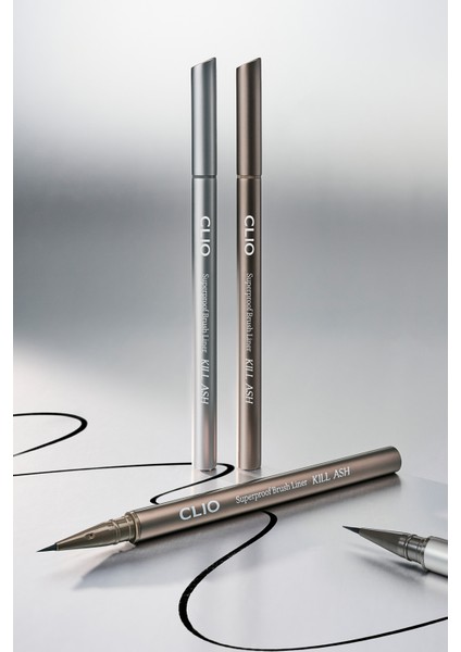 İnce Mikrofiber Fırça Uçlu, Sabitlenen Eyeliner CLIO Superproof Brush Liner Kill Ash (002 Ash Brown)