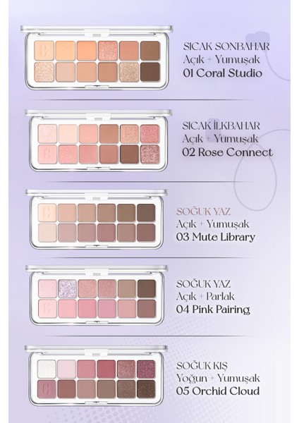 Hafif Dokulu Yoğun Renklere Sahip Göz Farı Paleti CLIO Pro Eye Palette Air (13 Dancing Smoky)