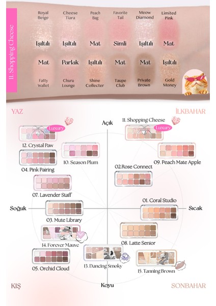 Hafif Dokulu Yoğun Renklere Sahip Göz Farı Paleti CLIO Pro Eye Palette Air (11 Shopping Cheese)
