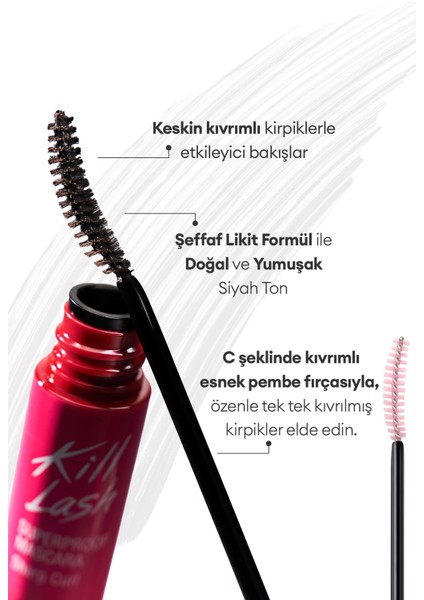 Kalıcı, Kirpikleri Dipten Uca Kıvıran Maskara CLIO Kill Lash Superproof Mascara (010 Sharp Curl)