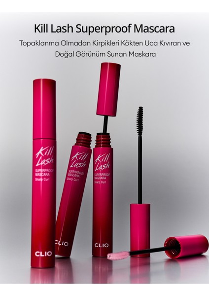 Kalıcı, Kirpikleri Dipten Uca Kıvıran Maskara CLIO Kill Lash Superproof Mascara (010 Sharp Curl)