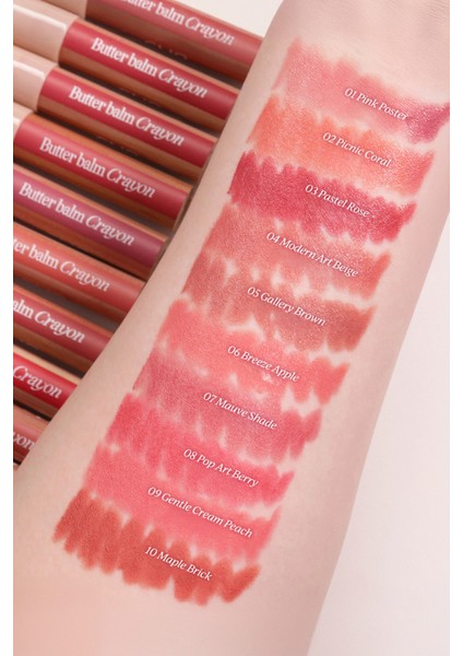 Kremsi, Kalem Şeklinde Renkli Dudak Balmı & Kalemtıraş CLIO Butter Balm Crayon 003 Pastel Rose