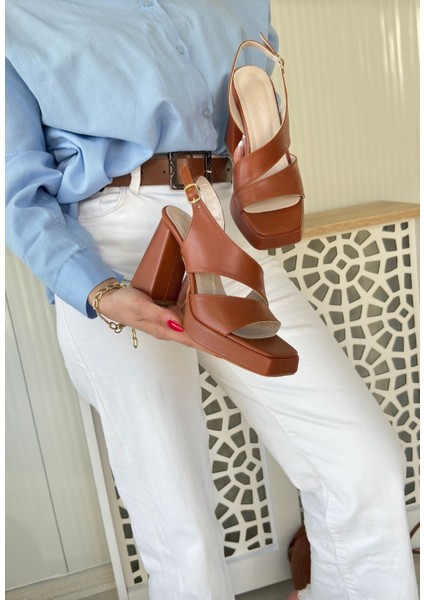 Taba Cilt Topuklu Ayakkabı