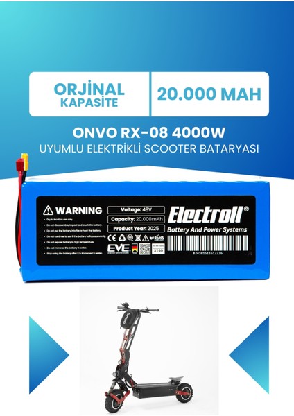 Onvo Rx-08 4000W 60V 20AH Elektrikli Scooter Bataryası