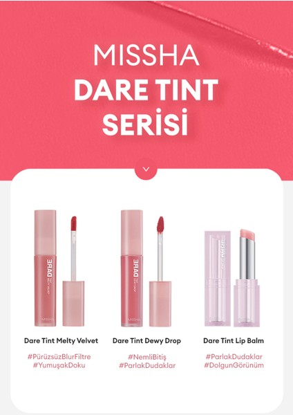 MISSHA Uzun Süre Kalıcı, Bulaşma Yapmayan, Kadifemsi Bitiş Sunan Tint Dare Tint Melty Velvet (Rose Letter)