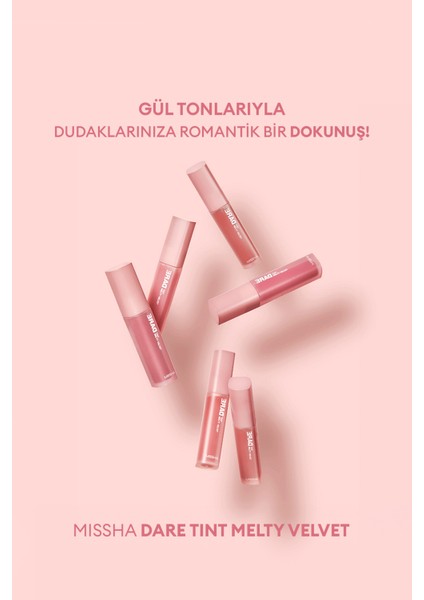 MISSHA Uzun Süre Kalıcı, Bulaşma Yapmayan, Kadifemsi Bitiş Sunan Tint Dare Tint Melty Velvet (Rose Letter)