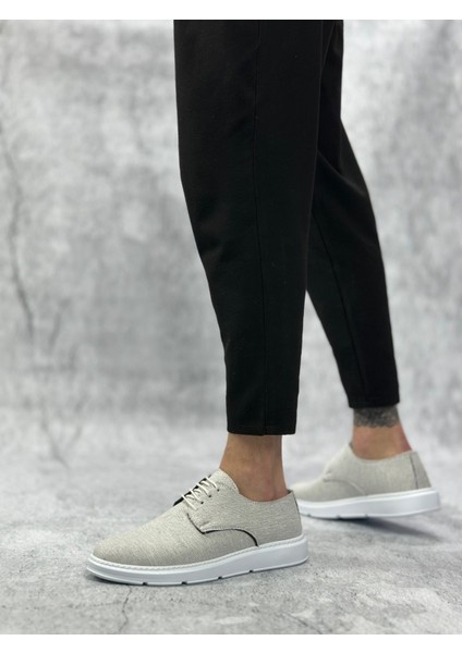 BA0003 Bağcıklı Klasik Spor Keten Beyaz Taban Casual Erkek Ayakkabı