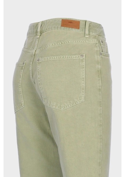 Eliza Çağla Yeşili Yüksek Bel Patı Fermuarlı Paçası Kesikli Straight Jean Pantolon C 4518-118 modelleri